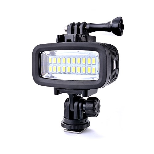 Sunix® 40 Meter wasserdichtes hohes Leistungs Tauch-Licht, dimmbares LED-Video POV Flash-Fill Licht, 6W 20 LEDs 700LM für GoPro Hero 3/4/5 Sport-Kameras DSLR