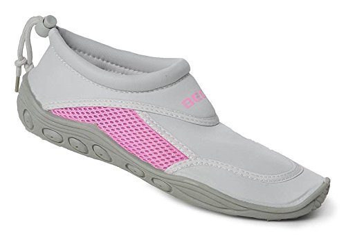 BECO Surfschuhe Badeschuhe Beachschuhe Damen Pantolette Schuhe grau/pink Gr. 39