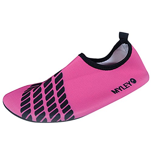 Panegy Kinder Unisex Aquaschuhe/ Strandschuhe/ Badeschuhe/ Surfschuhe für Mädchen und Jungen Größe M(Gr.24-25) – Gestreift Rosarot