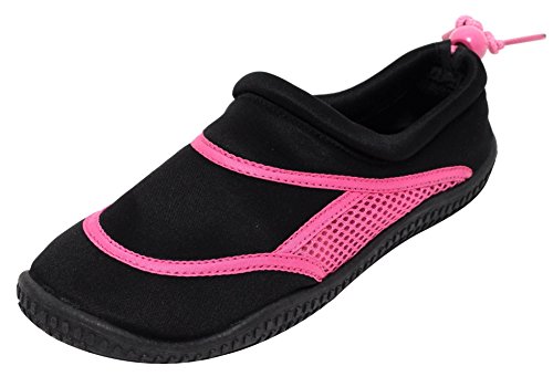 Neopren Damen Mädchen Aquaschuhe Badeschuhe schwarz pink (38/39)