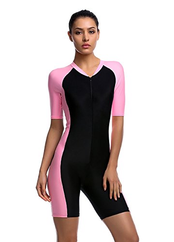 Damen Pink UV Schutz Wetsuit Badeanzug Badebekleidung Wassersport Anzug short neu,Gr.M