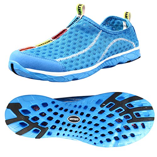 SAGUARO® Unisex Damen Herren Aquaschuhe Strandschuhe Breathable Ineinander Greifen Wasserdicht Schlüpfen Schnell Trocknend Schwimmschuhe Surfschuhe, Blau 40