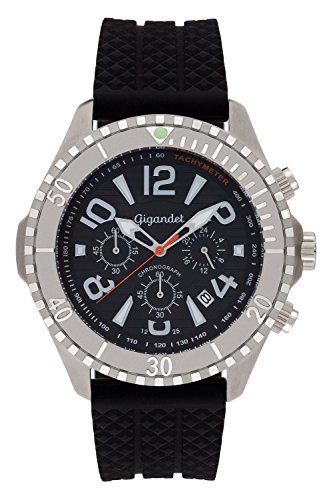 Gigandet Herren Armbanduhr Aquazone Quarz Uhr Chronograph Analog Silikonarmband Edelstahl Datum Schwarz G23-002