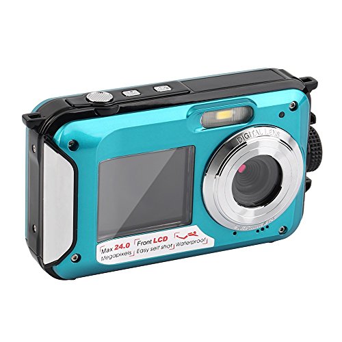 ROGUCI Unterwasser shockproof Digital 24MP Kamera u. Kamerarecorder w / Dual farbenreiche LCD-Anzeigen, 2.7inch TFT Digitalkamera-wasserdichte volle HD 1080P doppelte Schirm 16x Digital-Summen-Kamerarecorder DVR DV Videogerät