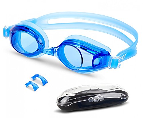 EVEREST FITNESS Schwimmbrille mit praktischer Aufbewahrungsbox und Antibeschlag-Schutz für einen guten Durchblick, größenverstellbar und extra dicht | 2 Jahre Zufriedenheitsgarantie