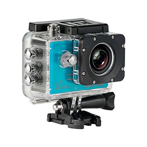 SJCAM SJ5000X-Elite Deutsche Version Wasserdichte Sport Actionkamera (5,08 cm (2 Zoll), 4K/2K, WiFi, 30m, 14MP, Gyro Anti-Shake Stabilisierung, 16 Zubehörteile) blau