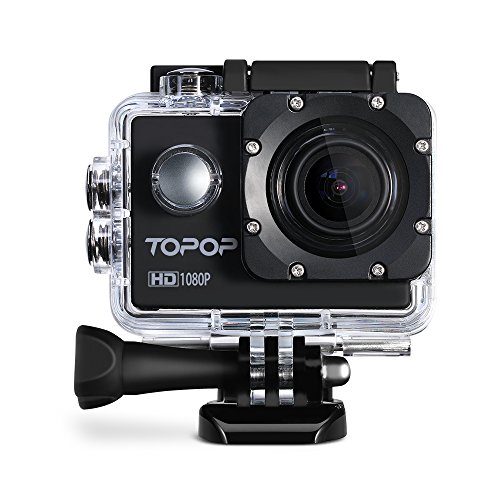 Action Kamera,Topop 2 Zoll Sport Kamera mit 12 Megapixel Bild und Full HD (1080p bei 30 Bildern pro Sekunde) Video, 30m Tiefe wasserdicht, 170 Grad Weitwinkel Fisheye Linse, mehrere Zubehörer