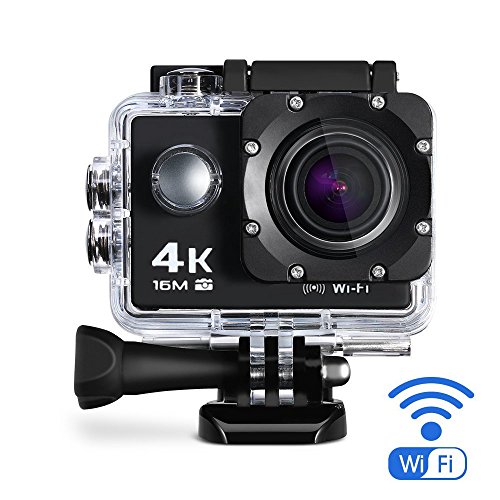 Maxesla 4K Action Kamera 16MP Full HD 170 ° Weitwinkel Wasserdichte Sports Action Cam mit WIFI 2,0 Zoll LCD Unterwasserkamera 2 Batterien Helmkamera mit Zubehör Kits für Schwimmen, Motorrad Fahren, Surfen, Tauchen, draussen usw