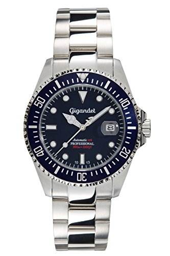 Gigandet Automatik Herren-Armbanduhr Sea Ground Taucheruhr Uhr Datum Analog Edelstahlarmband Blau Silber G2-009